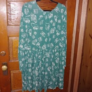 Modcloth Travel print green dress